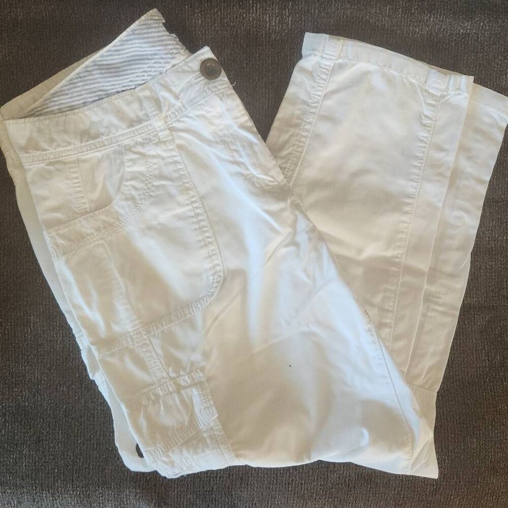 W34 Tommy Hilfiger white cropped cargo 6 pocket pants